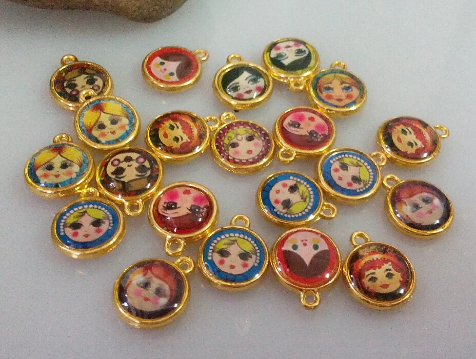 50pcs--Drip Enamel Russian Dolls Charm , Ancient Gold Round Charm Pendant 15x12mm
50pcs--Drip Enamel Russian Dolls Charm , Ancient Gold Round Charm Pendant 15x12mm
