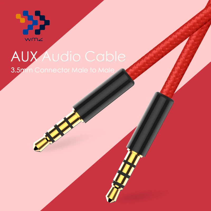 3.5mm Male to Male Aux Cable Cord Car Audio Headphone Jack Red 2-PACK