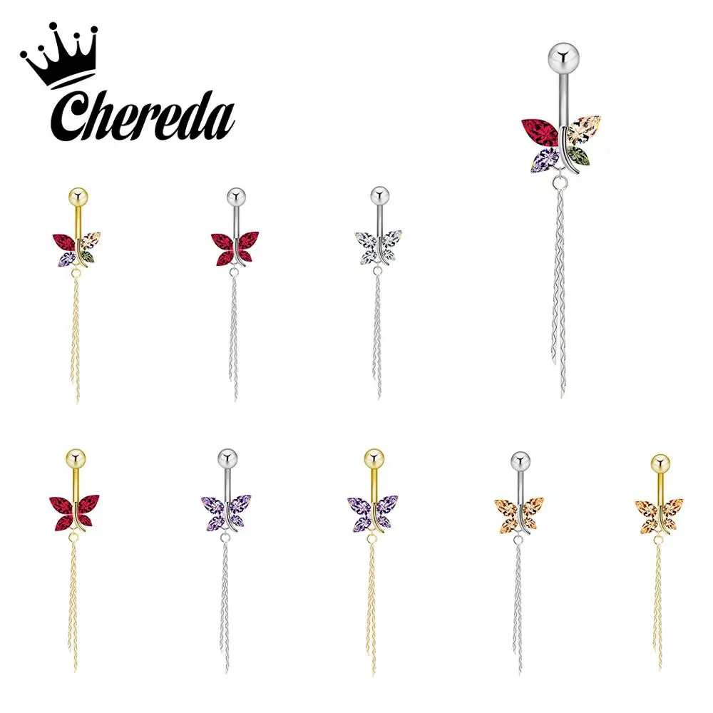Chereda Butterfly Zircon Navel Piercing Stainless Steel Belly Button Rings Sexy Tassel Trendy Body Jewelry for Women Party Gift
Chereda Butterfly Zircon Navel Piercing Stainless Steel Belly Button Rings Sexy Tassel Trendy Body Jewelry for Women Party Gift