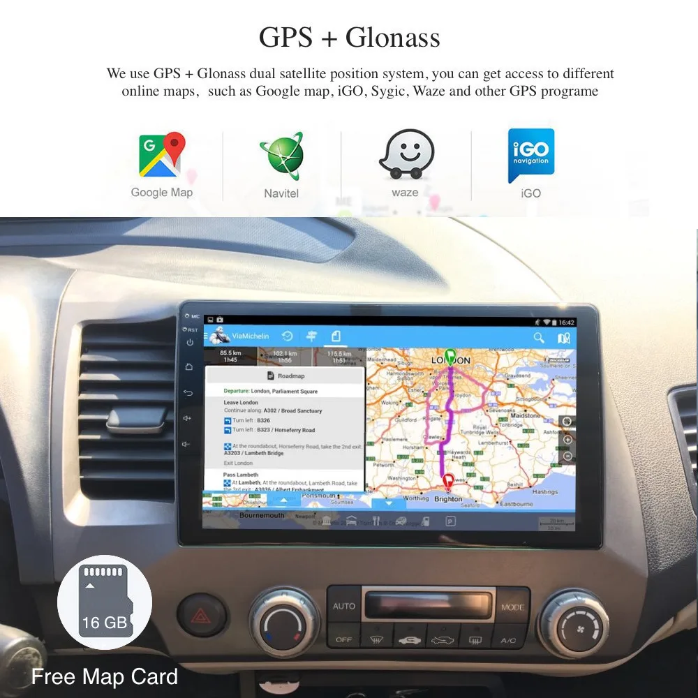 Best Android 9.0 Car Radio 2 Din GPS Navi for Honda Civic 2006 - 2011 8th PX6 DSP IPS HDMI 4Gb+64Gb RDS WIFI Carplay USB BT Free Map 1