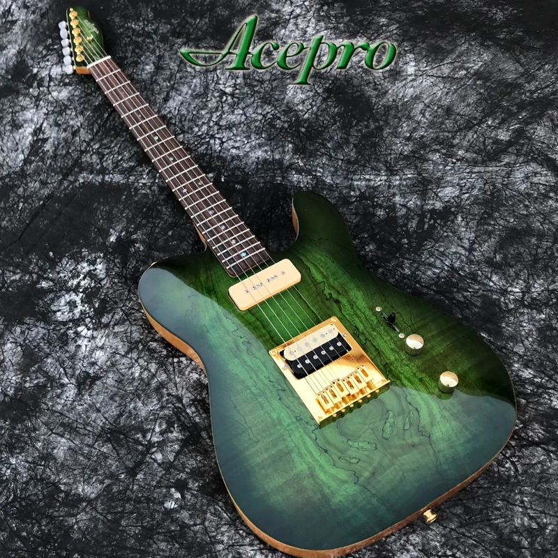 In Stock ACEPRO Green Spalted Maple Electric guitar w/ 2 piece Mahogany, Abalone dots inlay, Gold Hardware, White Pearl Tuners
In Stock ACEPRO Green Spalted Maple Electric guitar w/ 2 piece Mahogany, Abalone dots inlay, Gold Hardware, White Pearl Tuners