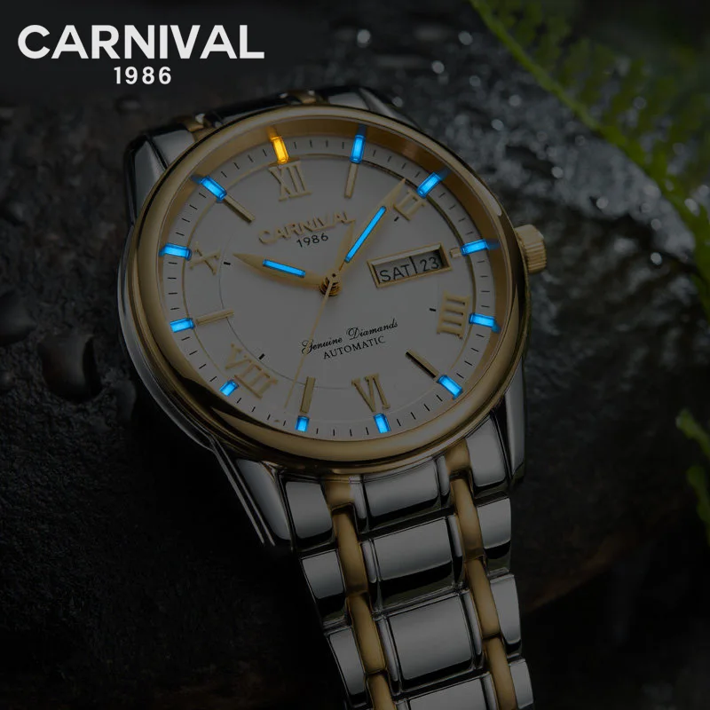 Carnival T25 Tritium Automatic Watch Men Luminous Mechanical Watches Business Mens Clock Stainless Steel Wristwatch reloj hombre
Carnival T25 Tritium Automatic Watch Men Luminous Mechanical Watches Business Mens Clock Stainless Steel Wristwatch reloj hombre