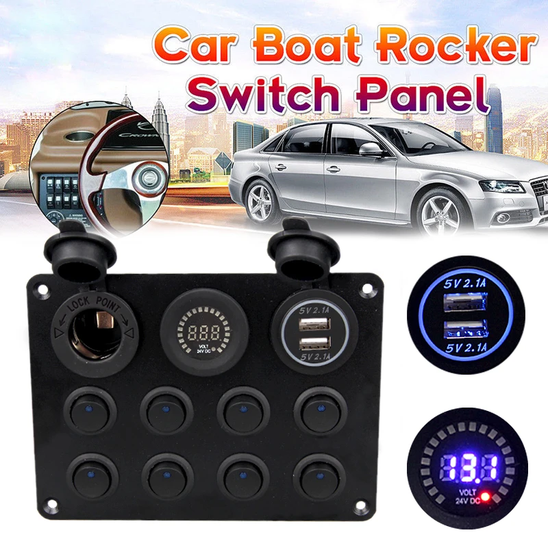 12V 24V USB Charger Socket 8 Gang Inline Fuse Box LED Rocker Switch Panel Voltmeter Circuit Breaker Car Boat Marine
12V 24V USB Charger Socket 8 Gang Inline Fuse Box LED Rocker Switch Panel Voltmeter Circuit Breaker Car Boat Marine