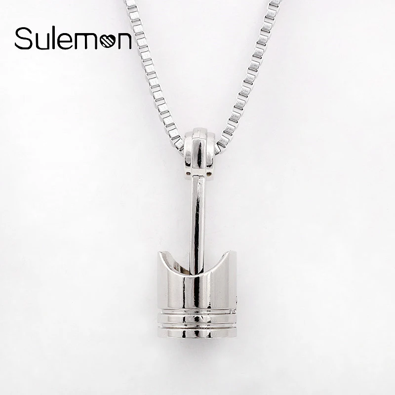Wholesale Mini Engine Piston Pendant Stainless Steel Necklace Biker