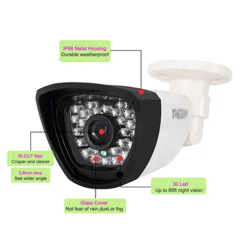 Tmezon 1200TVL 1.3MP 960P AHD CCTV Camera High Definition Security Bullet Waterproof Camera 30 IR Leds Night Vision 85ft
Tmezon 1200TVL 1.3MP 960P AHD CCTV Camera High Definition Security Bullet Waterproof Camera 30 IR Leds Night Vision 85ft