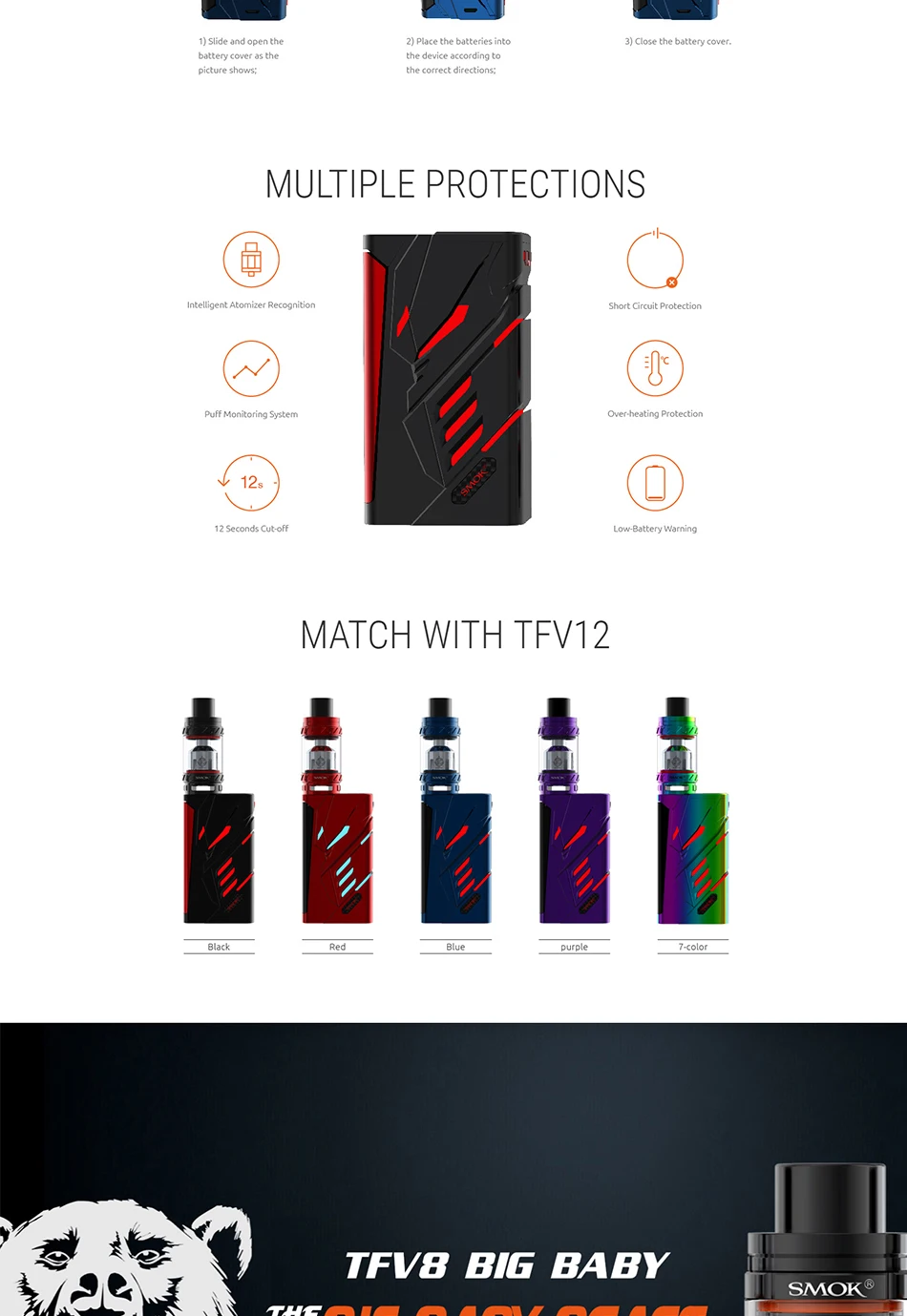 100% Original 220W SMOK T-Priv TC Vape Kit with 5ml TFV8 Big Baby Tank & 220W SMOK T-Priv Box Mod vs Smok alien/G-priv/GX350