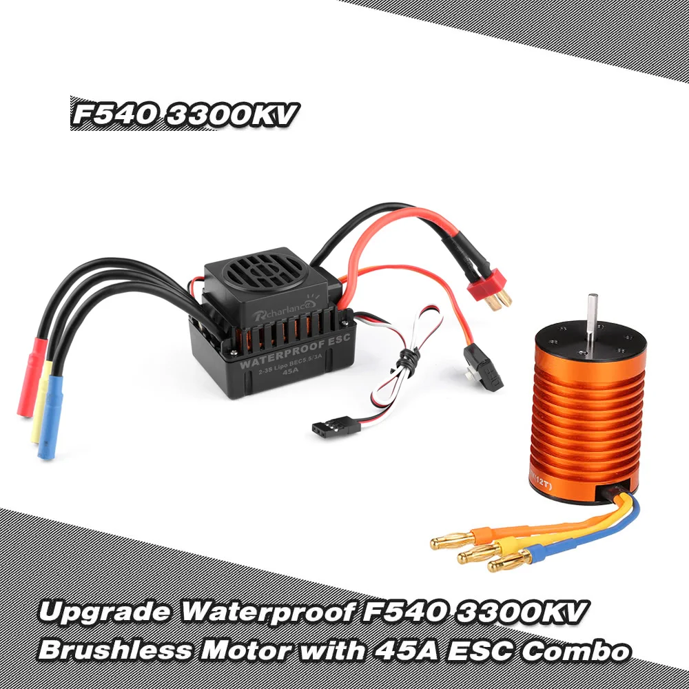 Upgrade Metal Water Proof Brushless Motor F540 3300kv and Waterproof ESC 45A Combo for 1/10 RC Car Parts
Upgrade Metal Water Proof Brushless Motor F540 3300kv and Waterproof ESC 45A Combo for 1/10 RC Car Parts