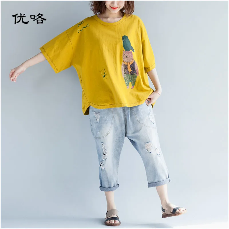 Women Summer Cotton Linen T Shirt Plus Size Kawaii Cartoon Printed Harajuku Tshirt Casual Loose Tee Shirt Femme 4XL 5XL 6XL 2019
Women Summer Cotton Linen T Shirt Plus Size Kawaii Cartoon Printed Harajuku Tshirt Casual Loose Tee Shirt Femme 4XL 5XL 6XL 2019