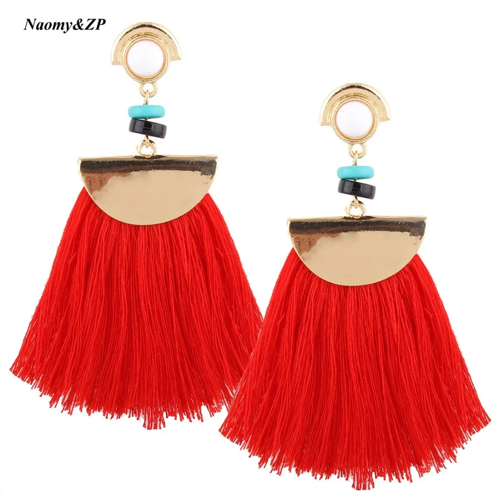 Image Naomy ZP Brand Drop Earrings For Women Bohemian Ethnic Big Long Tassel Earrings Wholesale Fashion Jewelry Style Earrings Female