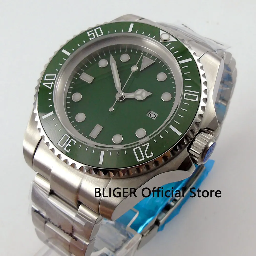 BLIGER 44mm Green Sterile Dial Ceramic Bezel Luminous Marks Stainless Steel Band Miyota Automatic Movement Men's Watch B88
BLIGER 44mm Green Sterile Dial Ceramic Bezel Luminous Marks Stainless Steel Band Miyota Automatic Movement Men's Watch B88
