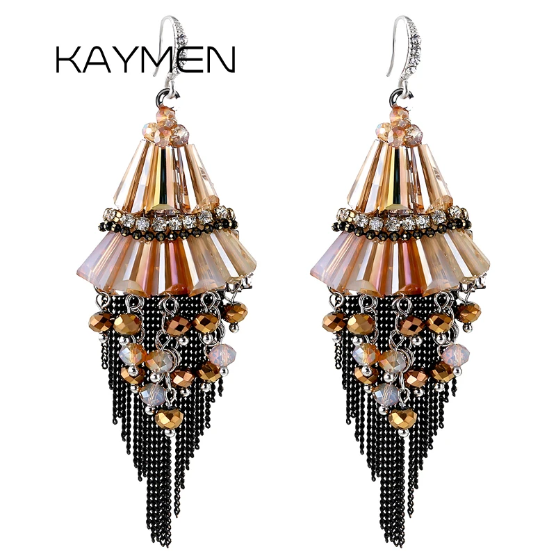 KAYMEN Handmade Bohemia Statement Earrings Dangle Crystals Chains Charm Tassels Earrings for Women Girl 2 Colors EA-03206
KAYMEN Handmade Bohemia Statement Earrings Dangle Crystals Chains Charm Tassels Earrings for Women Girl 2 Colors EA-03206