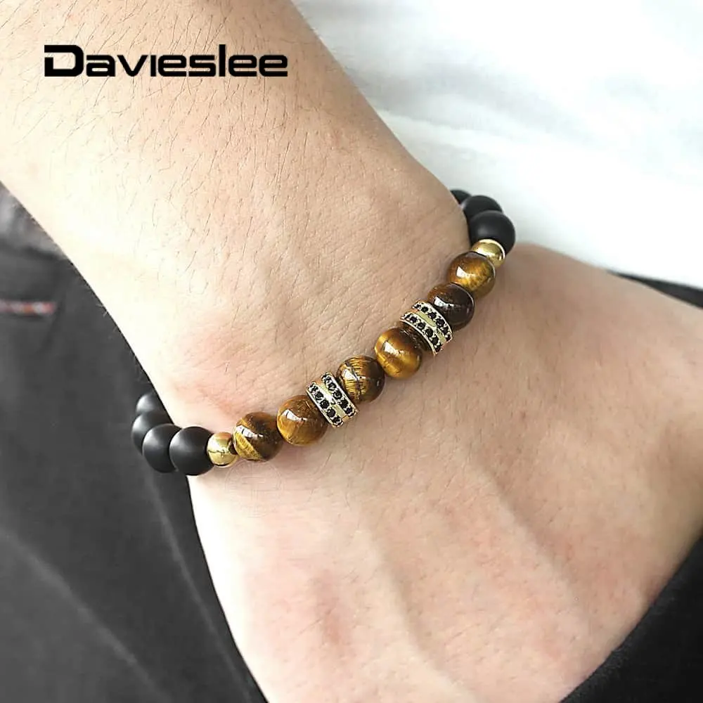Natural Tiger Eye Stone Bracelet for Men Women Gold Silver Black Mens Womens Bracelets Paved CZ Gem Beaded Stretch LDBM60
Natural Tiger Eye Stone Bracelet for Men Women Gold Silver Black Mens Womens Bracelets Paved CZ Gem Beaded Stretch LDBM60