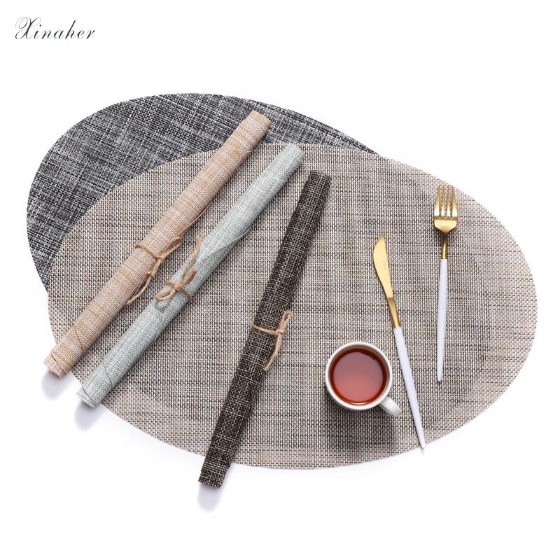 1pc Home Mat Design Table Ramie Insulation Pad oval Placemats PVC Table Mats Kitchen Accessories Decoration Home Pad Coaster
1pc Home Mat Design Table Ramie Insulation Pad oval Placemats PVC Table Mats Kitchen Accessories Decoration Home Pad Coaster