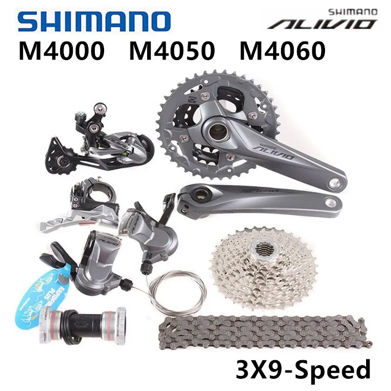 Shimano ALIVIO M4000 M4050 T4060 3x9S 27S speed MTB Bicycle groupset with hydraulic disc brake integrated
Shimano ALIVIO M4000 M4050 T4060 3x9S 27S speed MTB Bicycle groupset with hydraulic disc brake integrated