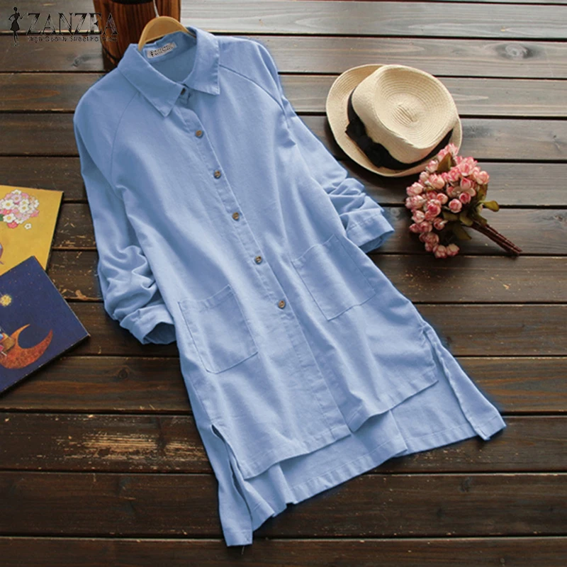 2019 Plus Size ZANZEA Summer Women Casual Lapel Long Sleeve Cotton Linen Loose Solid Long Shirt Vestido Irregular Blouse S 5XL
2019 Plus Size ZANZEA Summer Women Casual Lapel Long Sleeve Cotton Linen Loose Solid Long Shirt Vestido Irregular Blouse S 5XL