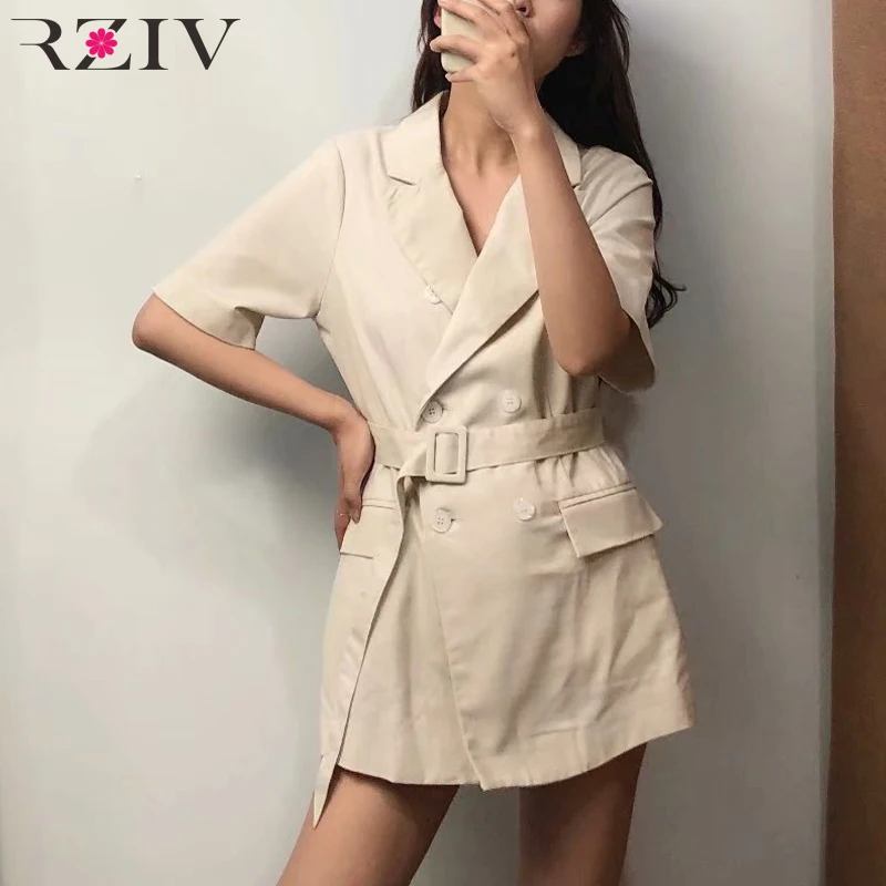 RZIV Summer women dress casual dress solid color double-breasted belt decoration Vestidos
RZIV Summer women dress casual dress solid color double-breasted belt decoration Vestidos