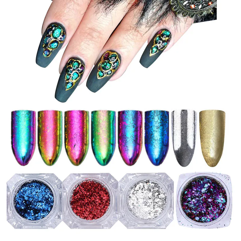 Nail Flakes Sequins Powder Chameleon Magic Mirror Gold Silver Glitter Irregular Chrome Pigment Nail Decoration Dust
Nail Flakes Sequins Powder Chameleon Magic Mirror Gold Silver Glitter Irregular Chrome Pigment Nail Decoration Dust