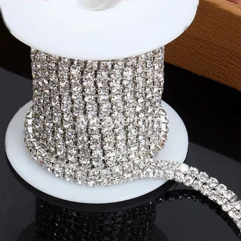 5yard Shiny Glass 2 Lines Rhinestones for Clothing Silver Crystal Chain Sew on Appliques Trimming Sewing Craft Weeding Decorate
5yard Shiny Glass 2 Lines Rhinestones for Clothing Silver Crystal Chain Sew on Appliques Trimming Sewing Craft Weeding Decorate
