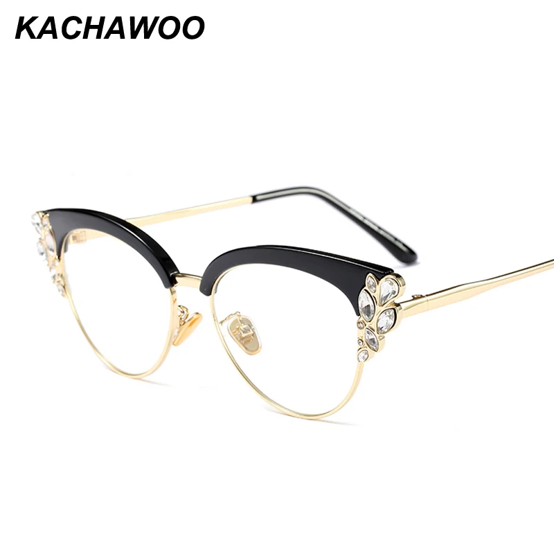 Kachawoo cat eye rhinestone glasses clear lens gold metal frame luxury eyeglasses women fashion accessories 2018
Kachawoo cat eye rhinestone glasses clear lens gold metal frame luxury eyeglasses women fashion accessories 2018