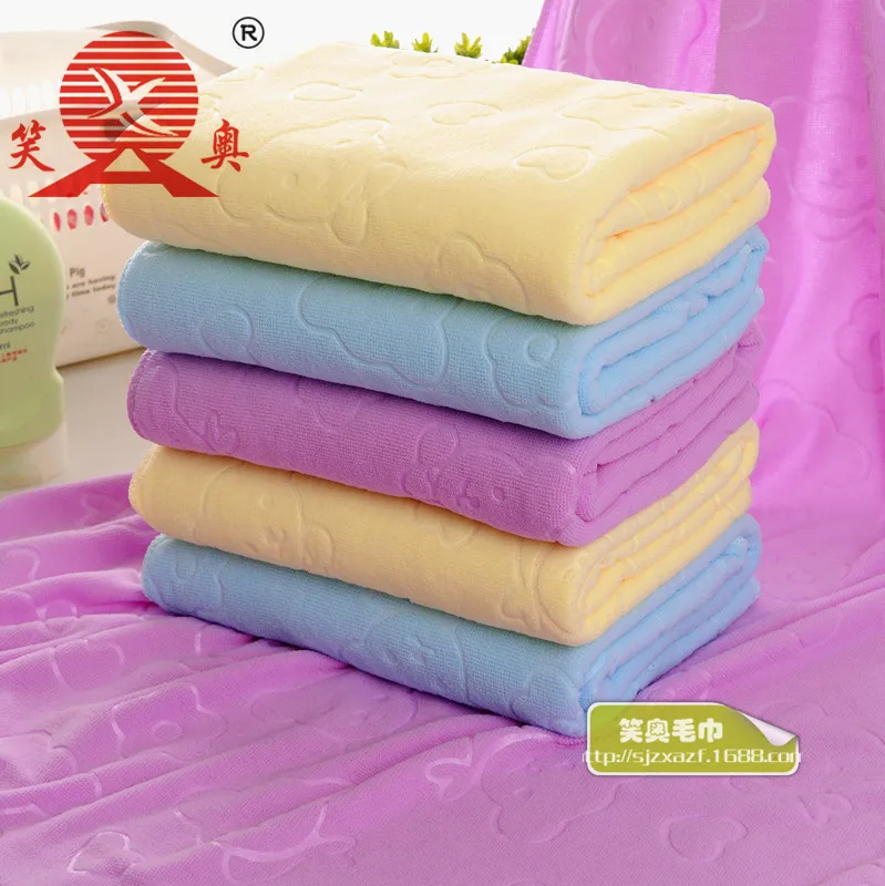

Nanometer superfine fiber South Korea three seconds fast drying towel bath towel Embossing bear towel 140*70cm