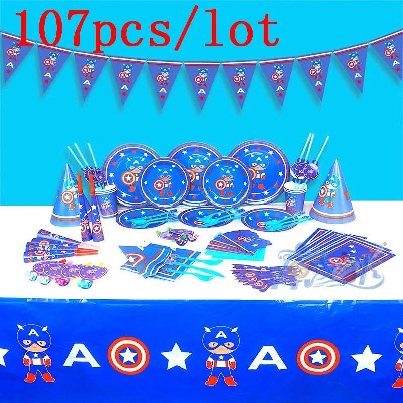 New Captain America Theme Marvel Cup Plate Kid Birthday Party Gift Bag Trumpet Family Party Mask Decoration Supply 107Pcs/lot
New Captain America Theme Marvel Cup Plate Kid Birthday Party Gift Bag Trumpet Family Party Mask Decoration Supply 107Pcs/lot