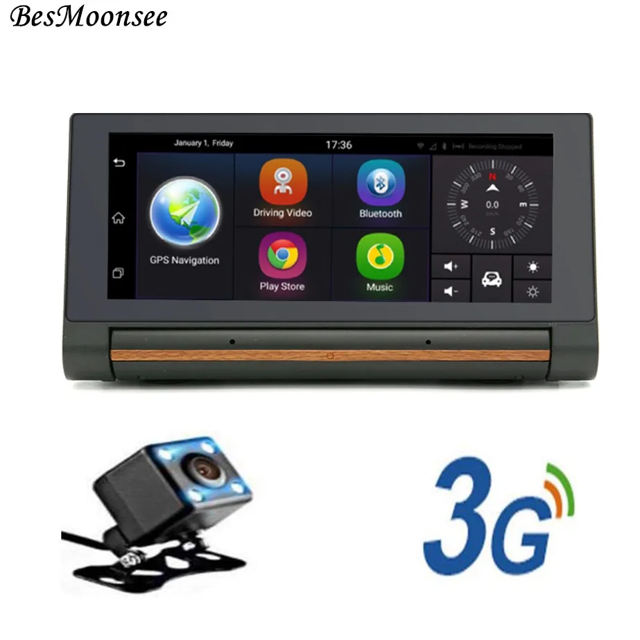 BesMoonsee Android5.0 3G 6 86 "GPS навигация Автомобильный видеорегистратор Камера FHD 1080p с