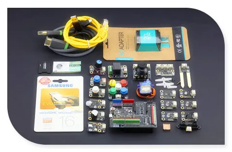 DFRobot Raspberry Pi Advanced Kit for Windows 10 IoT without Raspberry Pi 2 board, with Expansion Shield + different sensors etc
DFRobot Raspberry Pi Advanced Kit for Windows 10 IoT without Raspberry Pi 2 board, with Expansion Shield + different sensors etc