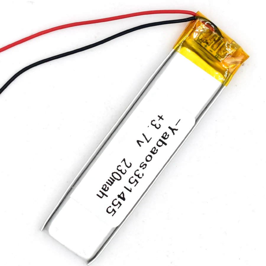 3.7V 230 mAh Li-Polymer Rechargeable Battery 351455 Li Po ion for GPS Bluetooth MP3 MP4 MP5
3.7V 230 mAh Li-Polymer Rechargeable Battery 351455 Li Po ion for GPS Bluetooth MP3 MP4 MP5