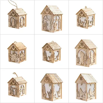 Christmas Tree Ornaments with LED Lights Wood House Pendant for Home Luminous Cabins Gift Wall Hanging Christmas Decor 
Christmas Tree Ornaments with LED Lights Wood House Pendant for Home Luminous Cabins Gift Wall Hanging Christmas Decor
