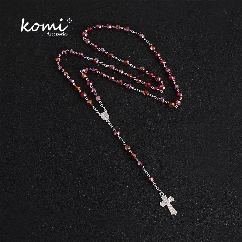 KOMi New Fashion 7mm Glass Bead Cross Pendant Necklace Religious Rosary Catholicism Handmade Jewelry Gift R-136
KOMi New Fashion 7mm Glass Bead Cross Pendant Necklace Religious Rosary Catholicism Handmade Jewelry Gift R-136