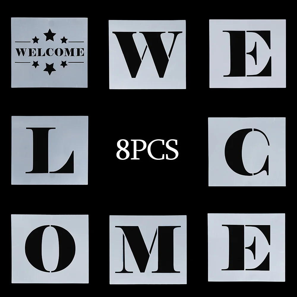 8PCS/Set Large Size WELCOME Layering Stencils For Walls Painting Scrapbooking Stamp Album Decor Embossing Paper Card Template
8PCS/Set Large Size WELCOME Layering Stencils For Walls Painting Scrapbooking Stamp Album Decor Embossing Paper Card Template