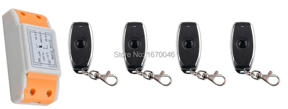 latest AC 220 V 1CH Wireless Remote Control Switch System 1pcs Receiver + 4pcs one-button metal Remote 315mhz/433mhz
latest AC 220 V 1CH Wireless Remote Control Switch System 1pcs Receiver + 4pcs one-button metal Remote 315mhz/433mhz