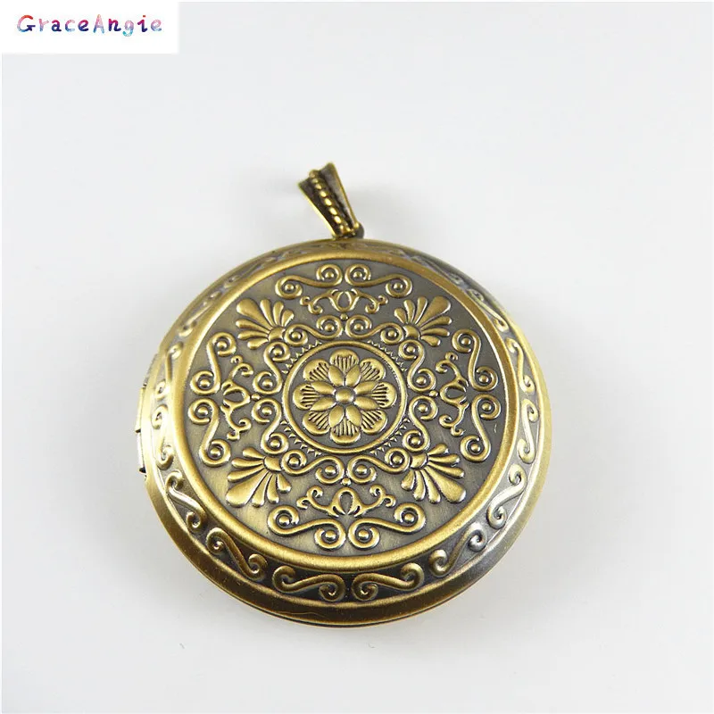 Vintage Bronze Brass Hollow Locket Pendant Charms Necklace Making Findings 2pcs