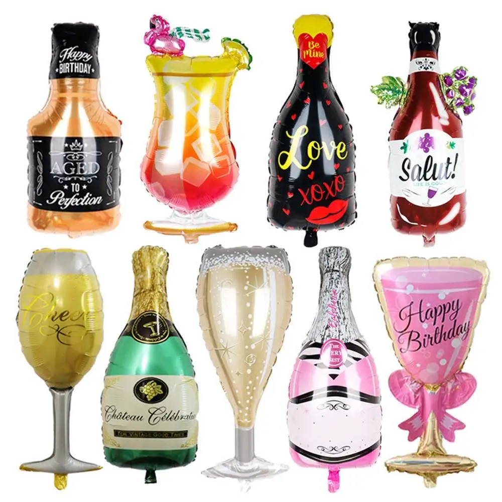 

Large Beer Cup Balloons Gold Whiskey Wine Bottle Shape Foil ballon Inflatable helium Globos Birthday Hen Party Decorations Adult
