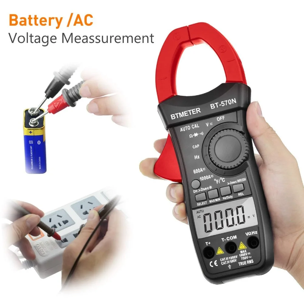 BTMETER BT-570N Digital Clamp Meter,6000 Counts AC/DC Current & Voltage True RMS Resistance Clamp Multimeter with Data Hold
BTMETER BT-570N Digital Clamp Meter,6000 Counts AC/DC Current & Voltage True RMS Resistance Clamp Multimeter with Data Hold