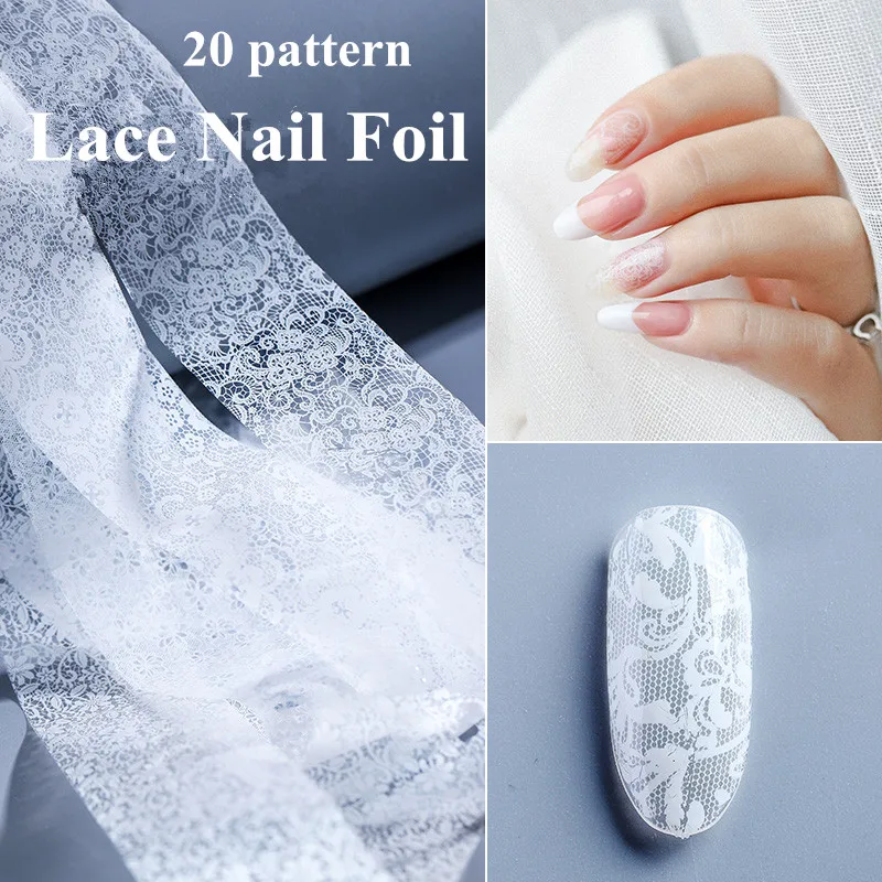 20 pattern available Nails Foil Stickers 4*50cm White Lace Flowers Design Manicure for Gel Polish 3D Nails Art Decorations Decal
20 pattern available Nails Foil Stickers 4*50cm White Lace Flowers Design Manicure for Gel Polish 3D Nails Art Decorations Decal
