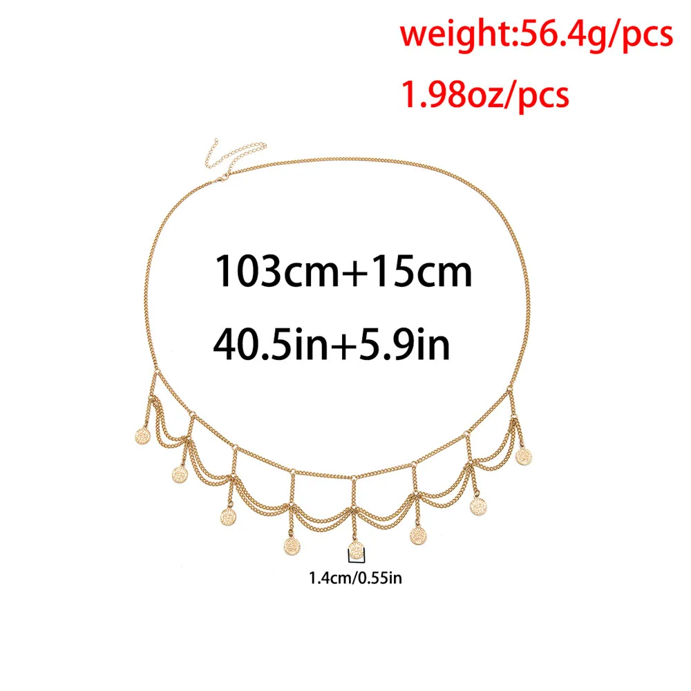 Bls-Miracle-Pendentif de pièce de monnaie en or à plusieurs niveaux pour femme, bijoux de taille, ceinture de corps, cadeau de fête, mode Boho 6