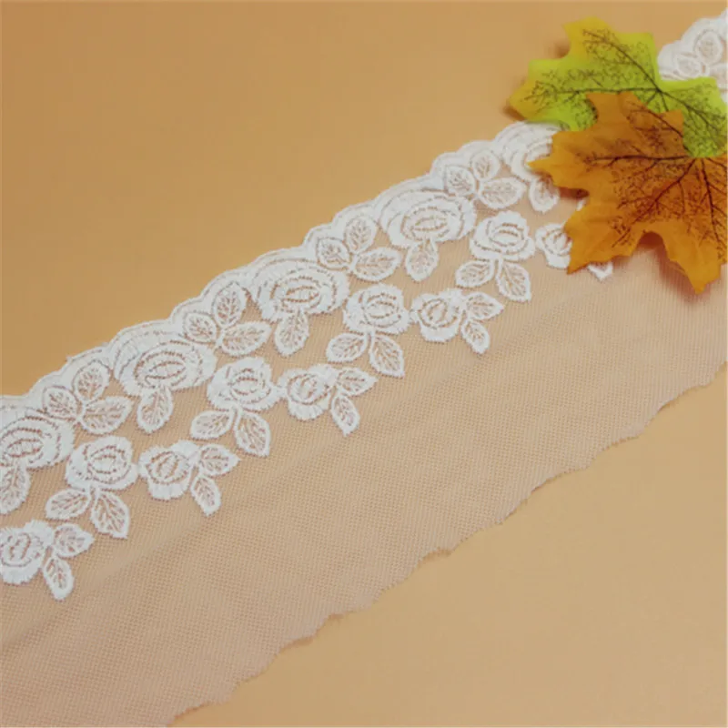 

10 yard 11cm 4.33" wide ivory gauze mesh tulle cotton embroidered tapes lace trim ribbon fabric X0176QL4K604