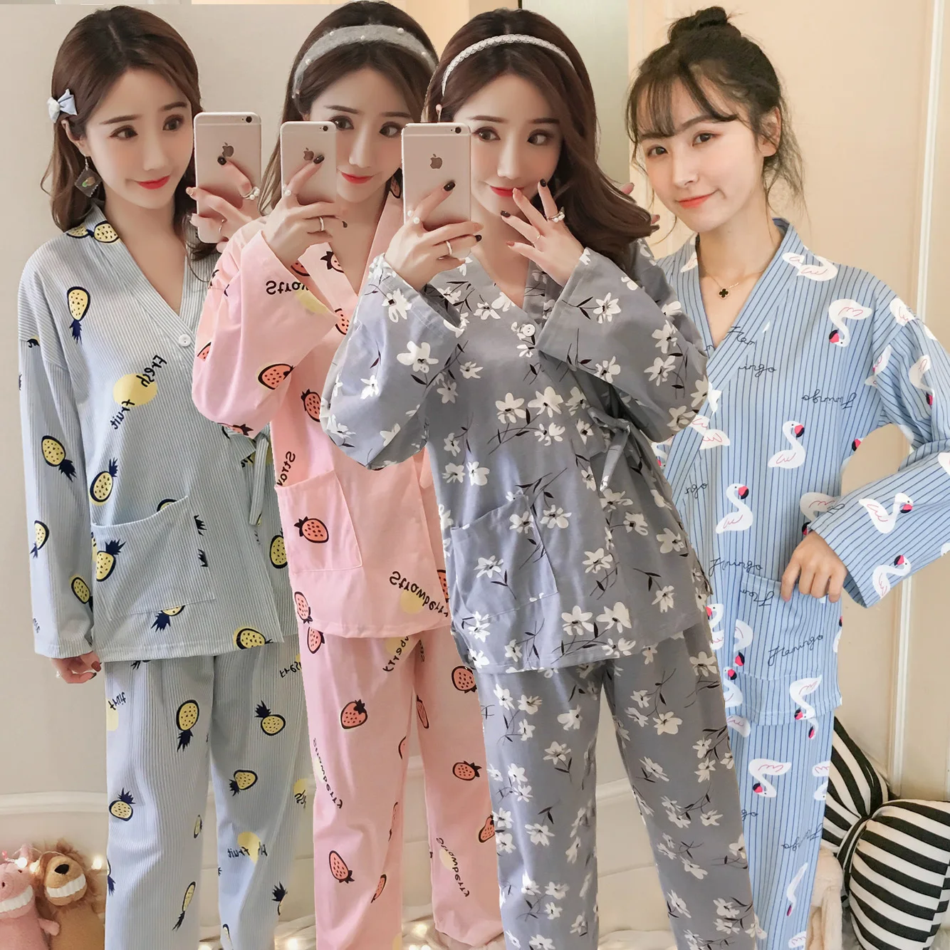 2019 New Spring Autumn Kimono Pajama Sets for Women Long Sleeve Cotton Print Sleepwear Pyjama Homewear Pijama Mujer Home Clothes
2019 New Spring Autumn Kimono Pajama Sets for Women Long Sleeve Cotton Print Sleepwear Pyjama Homewear Pijama Mujer Home Clothes