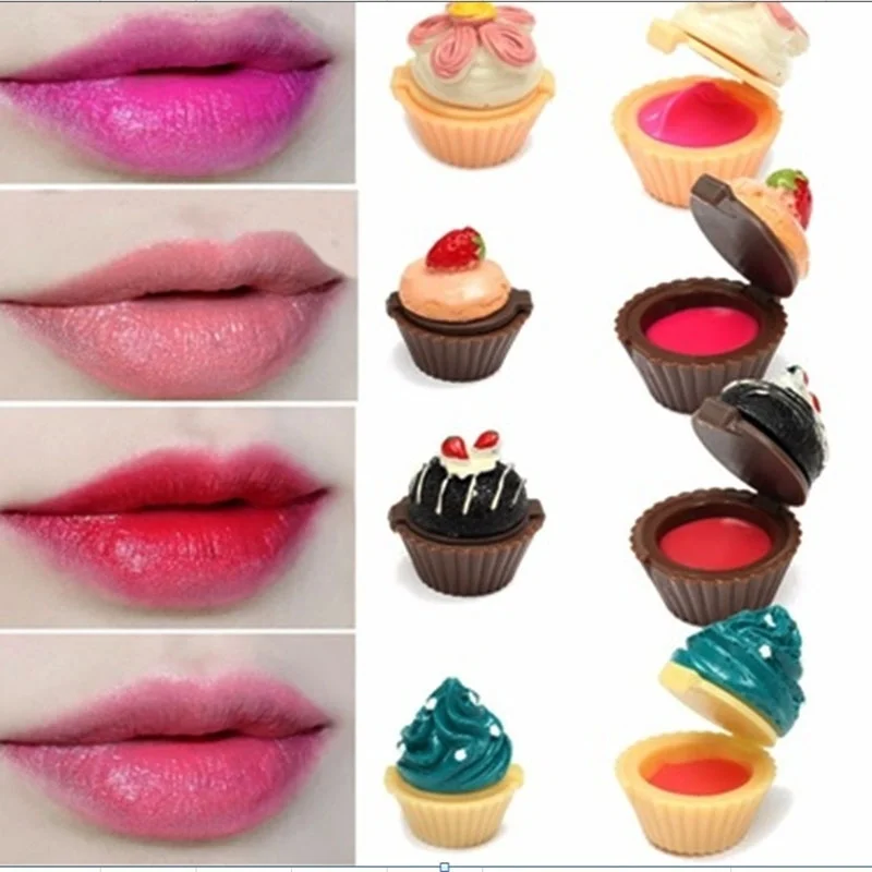 

1pcs Cute Cupcake Lip Gloss Makeup Batom Waterproof Nutritious Moisturizer Hydrating Lipstick Balm Gifts