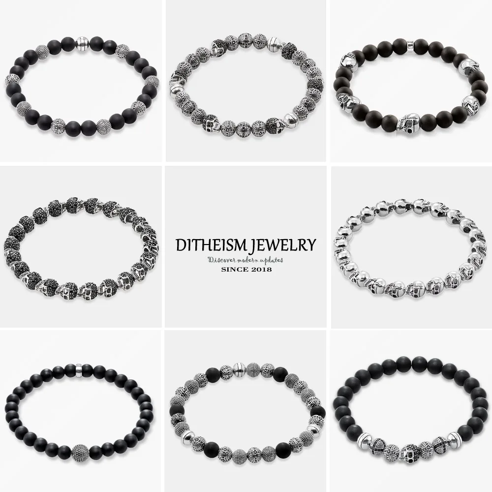 Strand Bracelets Silver Skull Beads, 2018 New Blackened Silver Fashion Jewelry Punk Gift for Men Boy Women Girls
Strand Bracelets Silver Skull Beads, 2018 New Blackened Silver Fashion Jewelry Punk Gift for Men Boy Women Girls