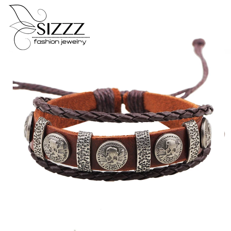 Brand Cool Genuine Leather Braided Friendship Skull Bracelet Homme Charms Biker Multilayer Jeweller
Brand Cool Genuine Leather Braided Friendship Skull Bracelet Homme Charms Biker Multilayer Jeweller