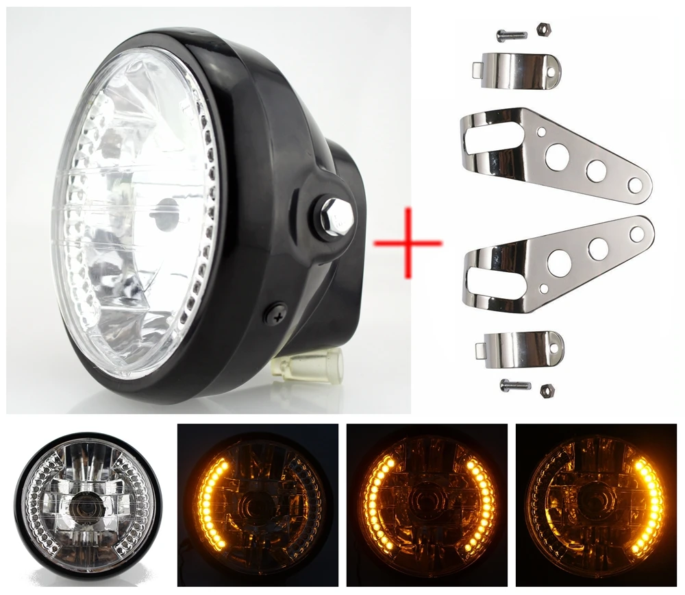 7" Motorcycle Headlight Turn Signal Indicator Blinker Light With Bracket Headlamp for Harley Suzuki Yamaha Cafe Racer Motorbike
7" Motorcycle Headlight Turn Signal Indicator Blinker Light With Bracket Headlamp for Harley Suzuki Yamaha Cafe Racer Motorbike