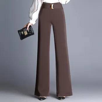 Women pants Slim spring Autumn pants Solid color Wide leg pants High waist casual pants Woman SEM959