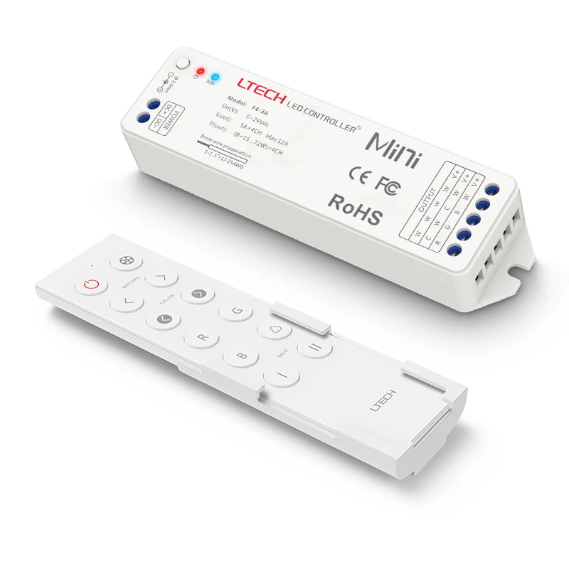 LTECH Led rgb strip contronller 12V 24V input 3Ax4CH 12A Output 2.4GHz RF remote Wireless Panel Led Strip rgb Controller
LTECH Led rgb strip contronller 12V 24V input 3Ax4CH 12A Output 2.4GHz RF remote Wireless Panel Led Strip rgb Controller