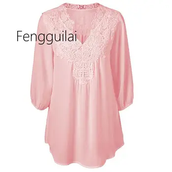 New Spring Summer Women Blouses Lace Chiffon Hollow V-neck Shirts Plus Size Loose Three Quarter Sleeve Tops Shirts Women
New Spring Summer Women Blouses Lace Chiffon Hollow V-neck Shirts Plus Size Loose Three Quarter Sleeve Tops Shirts Women