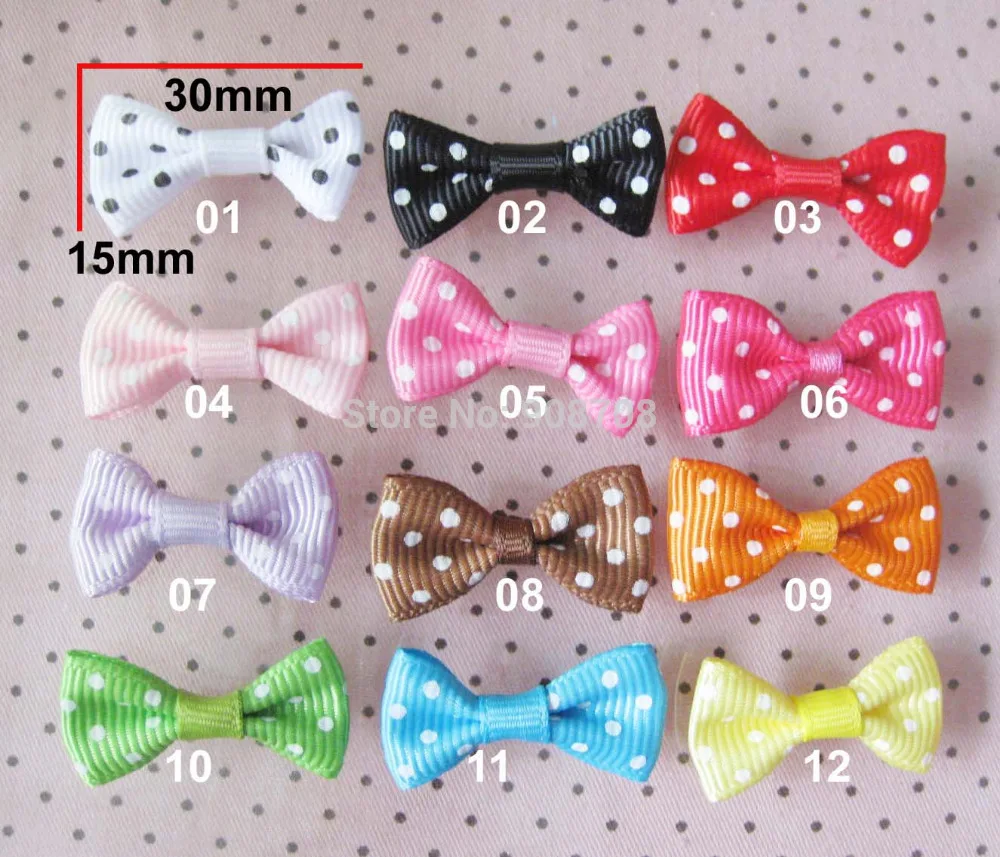Decorative hair accessories 150pcs Dot Printed grosgrain Ribbon Bows without clips,30mm*15mm (can choose colors)
Decorative hair accessories 150pcs Dot Printed grosgrain Ribbon Bows without clips,30mm*15mm (can choose colors)