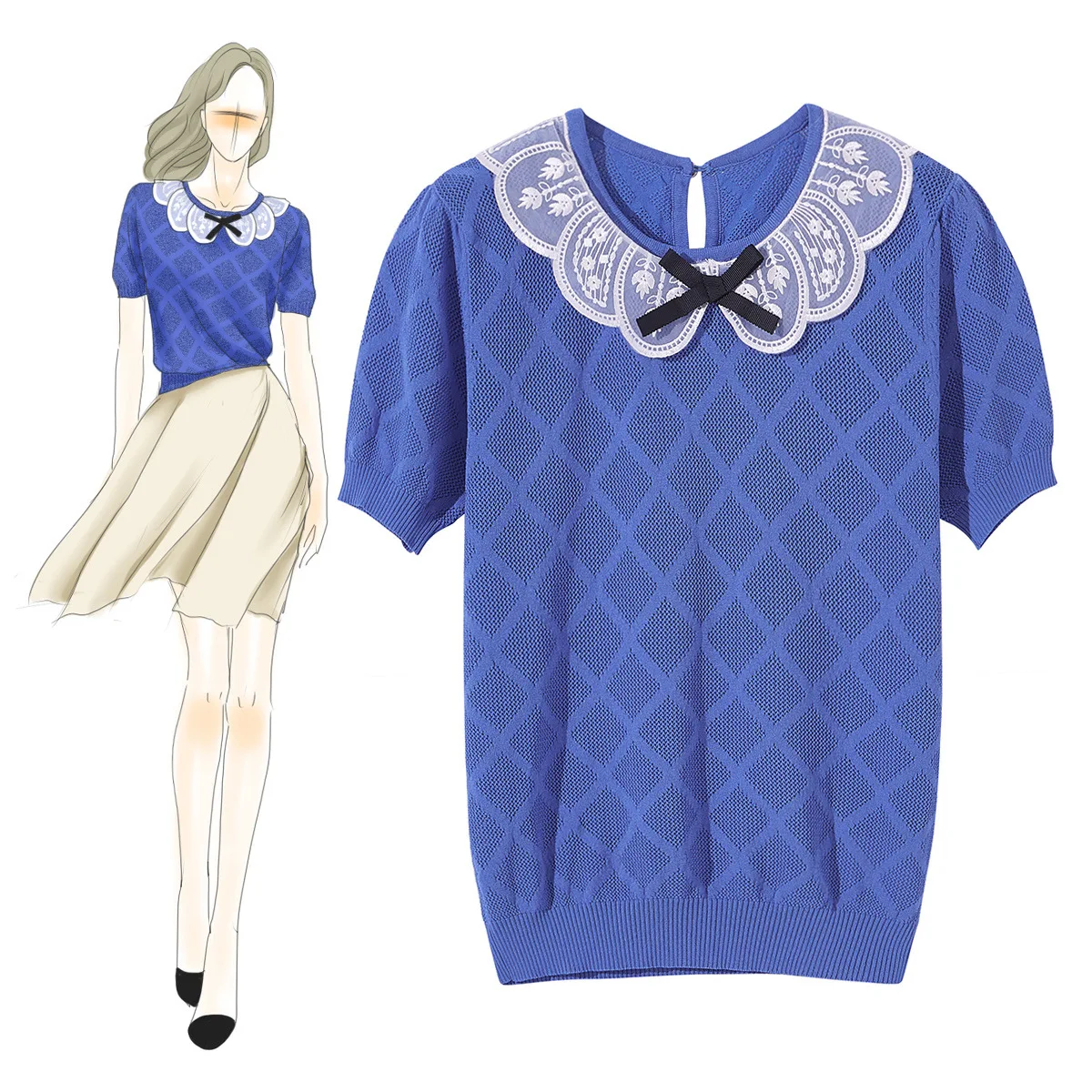 2019 Summer Women Argyle Plaid Short Sleeve Knitted Sweater Girls Sweet Lace Peter Pan Collar Hollow Out Sweaters Jc3271
2019 Summer Women Argyle Plaid Short Sleeve Knitted Sweater Girls Sweet Lace Peter Pan Collar Hollow Out Sweaters Jc3271