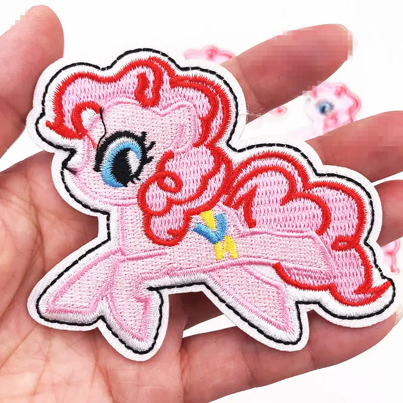 1pcs Cartoon Iron on Embroidered pink Unicorn Pony Horse women Clothes Patch For Clothing Girls Boys diy badges stickers |
