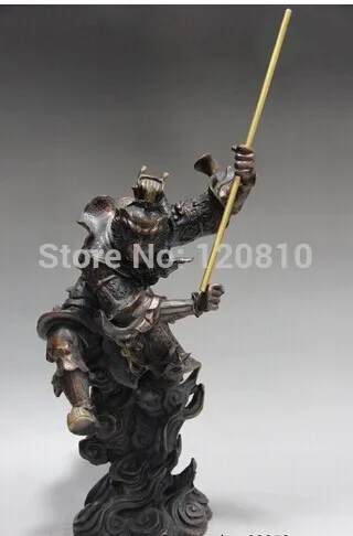 

China Famous Myth Pure Bronze copper Monkey King Sun Wukong Statue Sculpture